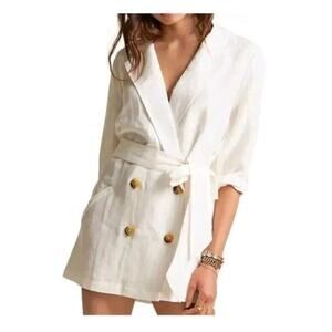 Billabong Sincerely Jules Good Luck Blazer Dress Women's Linen Jacket sz Small